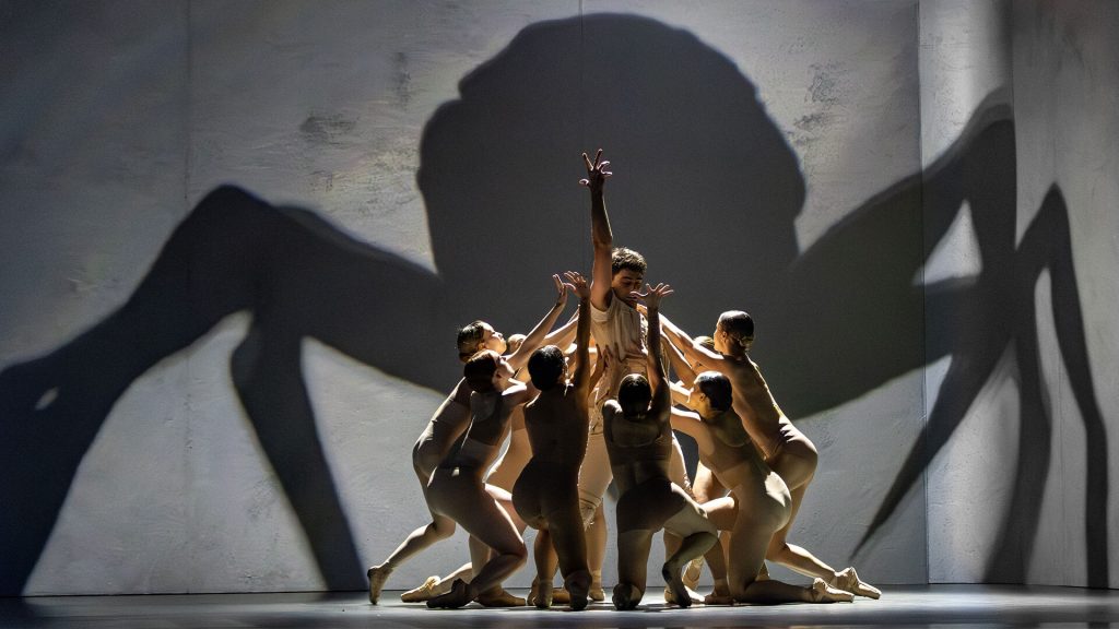 Evan Loudon (center) as Darnley and Scottish Ballet. Photo: Andy Ross