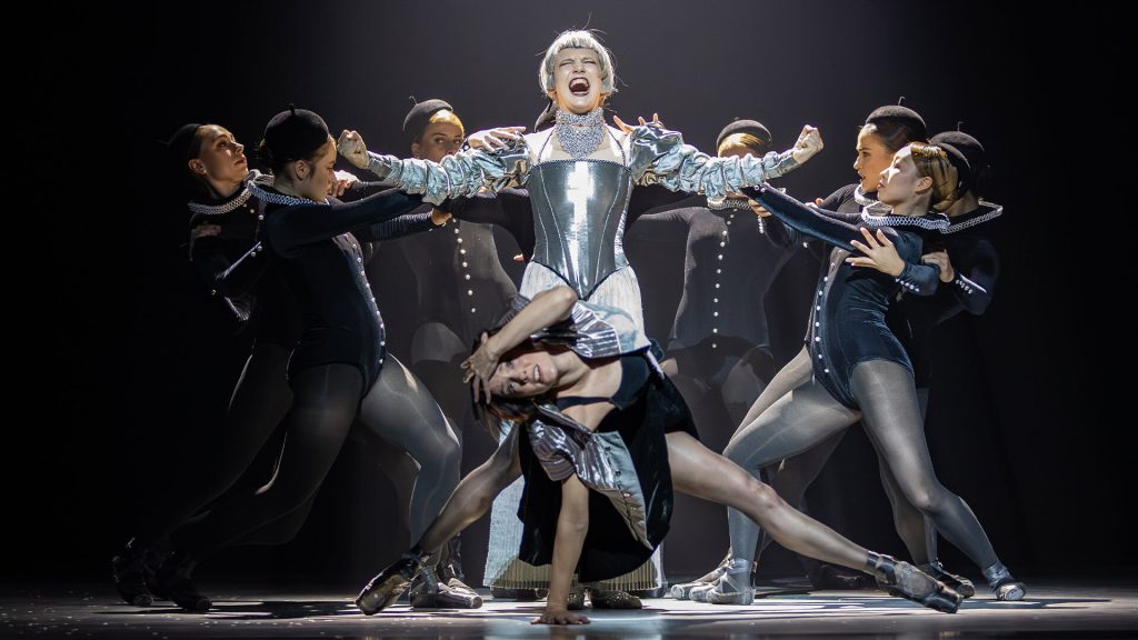 Madeline Squire (centre) as Catherine de Medici and Scottish Ballet. Photo: Andy Ross