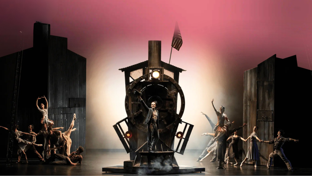 Pacific Northwest Ballet in Twyla Tharp’s Waiting at the Station. Courtesy Pacific Northwest Ballet.