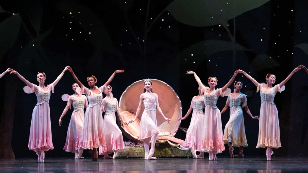 Pacific Northwest Ballet in George Balanchine’s A Midsummer Night’s Dream. Courtesy of Pacific Northwest Ballet.